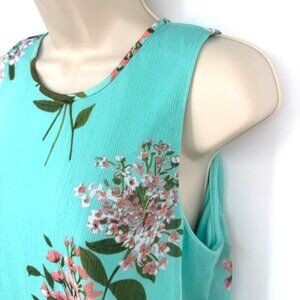 Tommy Hilfiger Womens Size 8 Green Floral Chiffon Dress A Line Sleeveless Lined